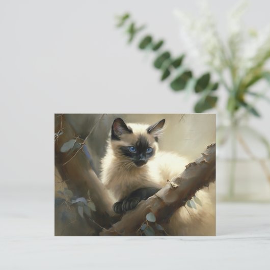 Curious Climber Siamese Kitten Postkarte (Stehend Vorderseite)