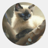 Curious Climber Siamese Kitten Runder Aufkleber (Vorderseite)