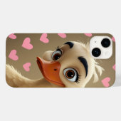Curious Duck with Pink Hearts Phone Case - Adorabl (Rückseite (Horizontal))