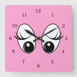 Curious Eyes Custom Colors Wall Clock - Pink Quadratische Wanduhr