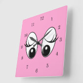 Curious Eyes Custom Colors Wall Clock - Pink Quadratische Wanduhr (Winkel)