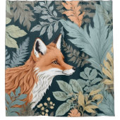 Curious Fox Fern Blätter William Morris Inspiriert Duschvorhang (Vorderseite)