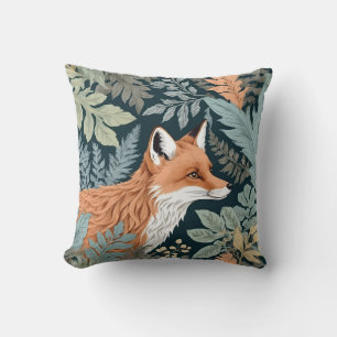 Curious Fox Fern Blätter William Morris Inspiriert Kissen