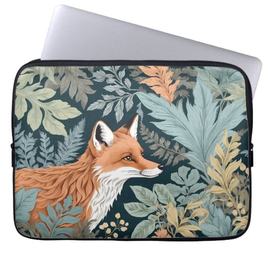 Curious Fox Fern Blätter William Morris Inspiriert Laptopschutzhülle (Vorderseite)