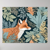Curious Fox Fern Blätter William Morris Inspiriert Poster (Vorne)