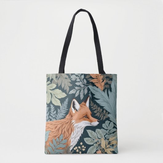 Curious Fox Fern Blätter William Morris Inspiriert Tasche (Vorderseite)