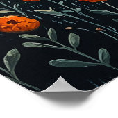 Curious Fox in Meadow - Naïf Whimsical Wildlife Poster (Ecke)