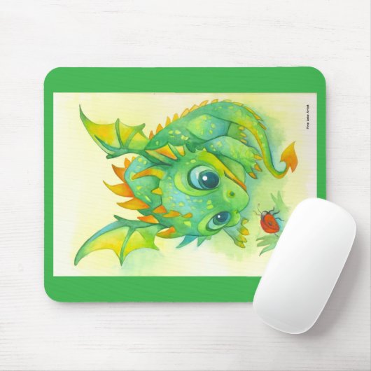 Curious Green Dragon Mouse Pad Mousepad (Mit Mouse)