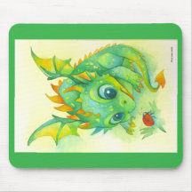 Curious Green Dragon Mouse Pad