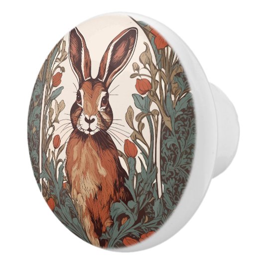 Curious Hare William Morris Inspired Floral Keramikknauf (Rechts)