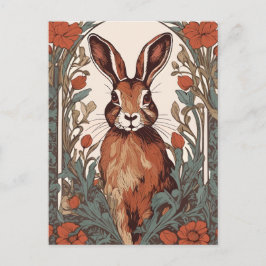 Curious Hare William Morris Inspirierte floral Postkarte