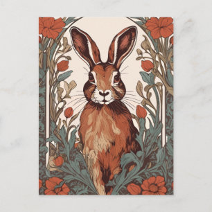 Curious Hare William Morris Inspirierte floral Postkarte
