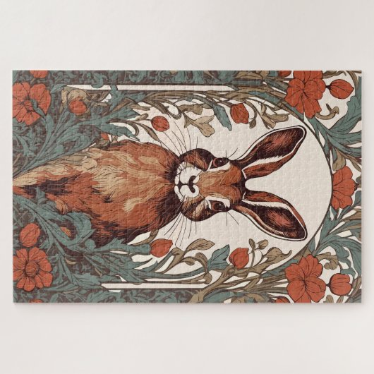 Curious Hare William Morris Inspirierte floral Puzzle (Horizontal)