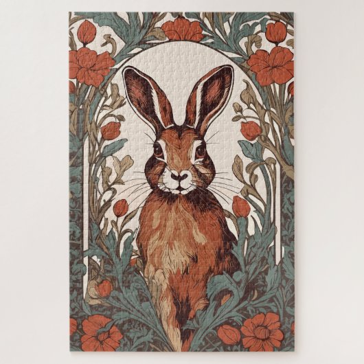Curious Hare William Morris Inspirierte floral Puzzle (Vertikal)