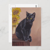 "Curious Kitten" Black Cat Art Postcard Postkarte (Vorne/Hinten)
