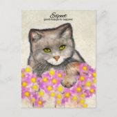 Curious Kitty - "Erwarte, dass gute Dinge passiere Postkarte (Vorderseite)