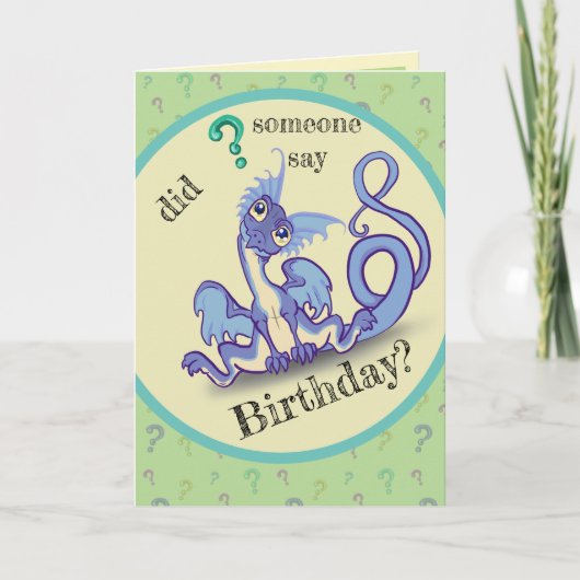 Curious lil Dragon Birthday Karte (Vorderseite)