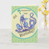 Curious lil Dragon Birthday Karte (Gelbe Blume)