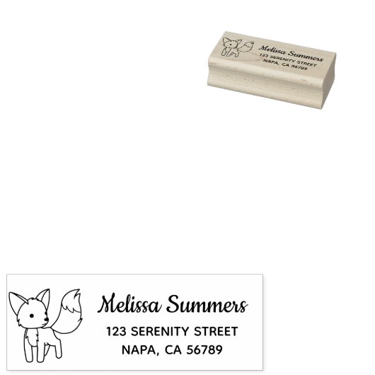 Curious Little Fox Address Gummistempel (Stempel)