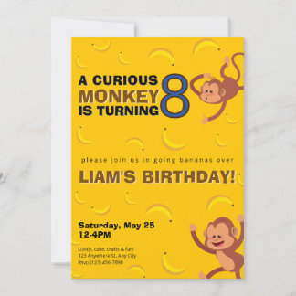 Curious Monkey Birthday Invite | Banana Jungle Einladung