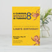 Curious Monkey Birthday Invite | Banana Jungle Einladung (Stehend Vorderseite)
