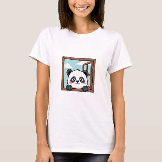 Curious Peeking Panda T-Shirt (Vorderseite)