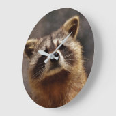 Curious Raccoon Große Wanduhr (Winkel)