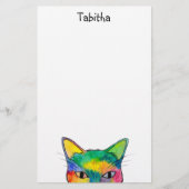 Curious Rainbow Cat Stationery Briefpapier (Vorderseite)