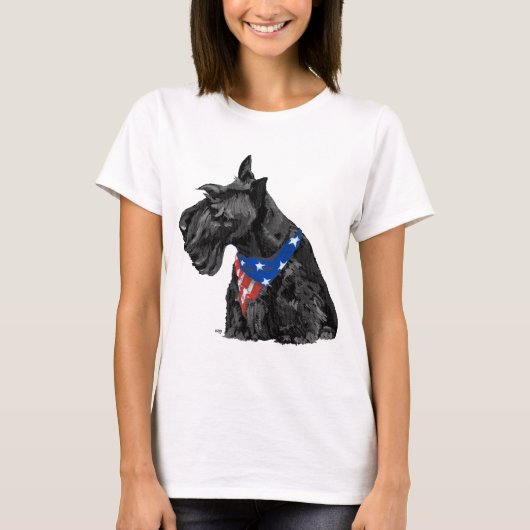 Curious Scottish Terrier Patriotic T-Shirt (Vorderseite)