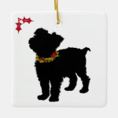 Curious Scuffy Mutt Christmas Keramikornament (Vorderseite)