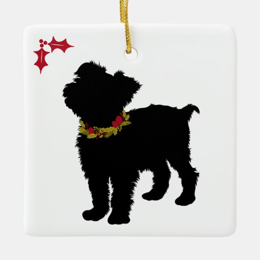 Curious Scuffy Mutt Christmas Keramikornament (Vorderseite)
