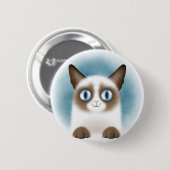 Curious Siamese Kitten Button (Vorne & Hinten)