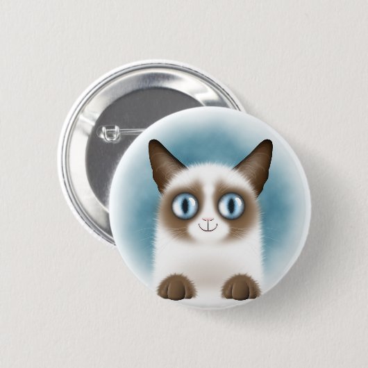 Curious Siamese Kitten Button (Vorne & Hinten)