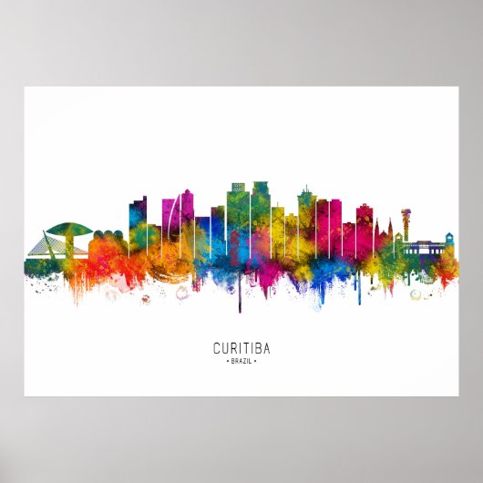 Curitiba Brasilien Skyline Poster (Vorne)