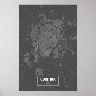 Curitiba, Brasilien (weiß auf Schwarzem) Poster