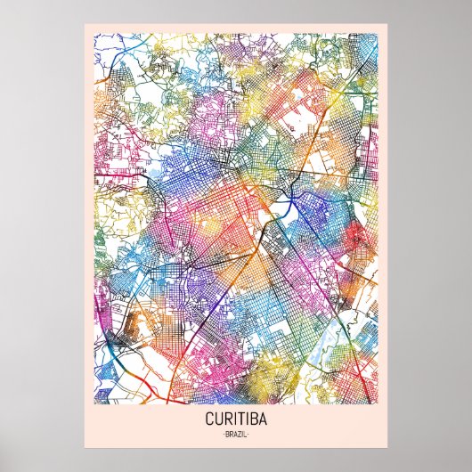 Curitiba Brazil City Map Poster (Vorne)