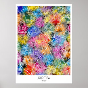 Curitiba Brazil City Map Poster