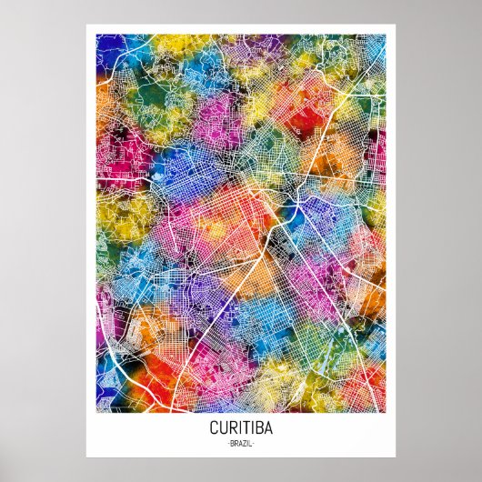 Curitiba Brazil City Map Poster (Vorne)