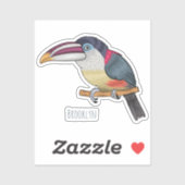 Curl crested aracari bird cartoon illustration aufkleber (Blatt)