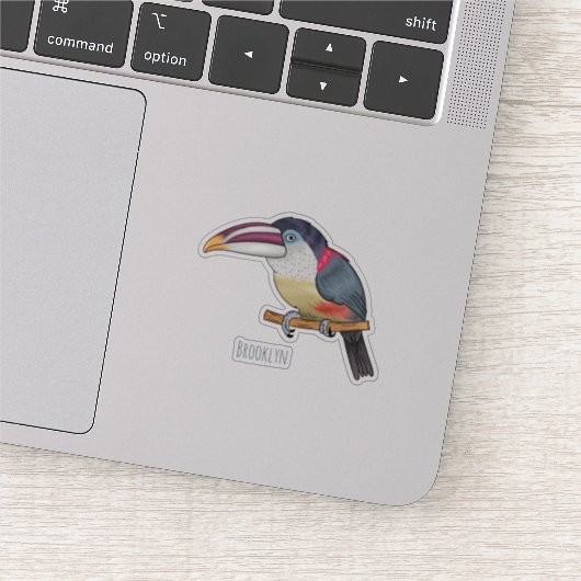 Curl crested aracari bird cartoon illustration aufkleber (Ausschnitt)