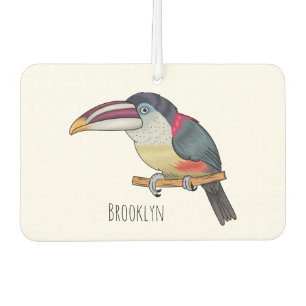 Curl crested aracari bird cartoon illustration autolufterfrischer