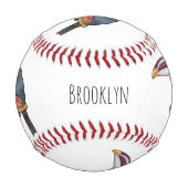 Curl crested aracari bird cartoon illustration baseball (Vorderseite)