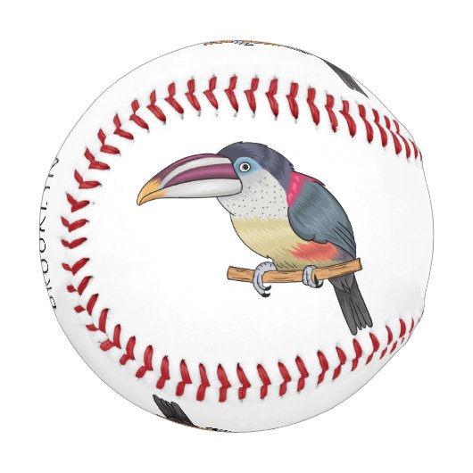 Curl crested aracari bird cartoon illustration baseball (Vorderseite Links)