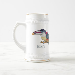 Curl crested aracari bird cartoon illustration bierglas