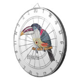 Curl crested aracari bird cartoon illustration dartscheibe (Vorderseite rechts)