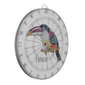 Curl crested aracari bird cartoon illustration dartscheibe (Vorderseite Links)