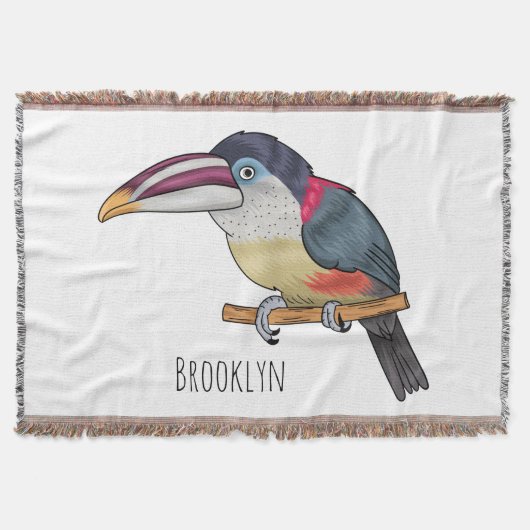 Curl crested aracari bird cartoon illustration decke (Vorderseite)