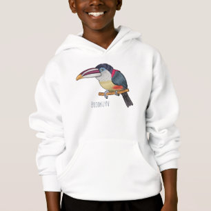 Curl crested aracari bird cartoon illustration hoodie