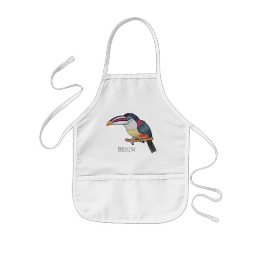 Curl crested aracari bird cartoon illustration kinderschürze (Vorne)