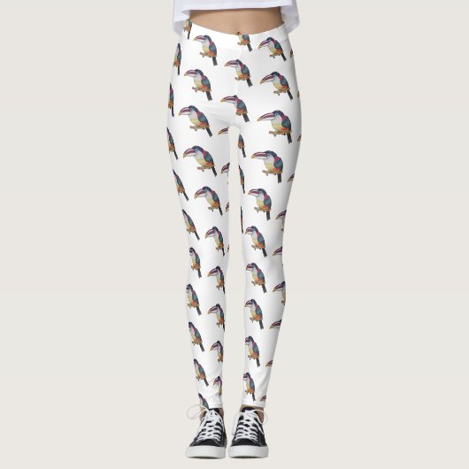 Curl crested aracari bird cartoon illustration leggings (Vorderseite)